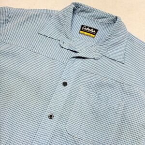 Cabela's Shirt Mens Large Blue Plaid Short Sleeve Button Up Modal Blend